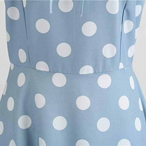 LEEDY Mujeres O-Cuello Retro Princess Dot Print Vendaje Fiesta Fiesta CóCtel Vestido Largo