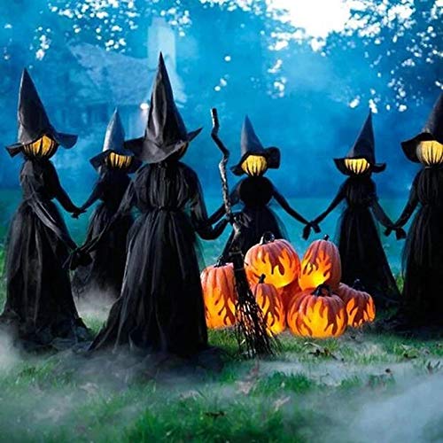 lefeindgdi - Juego de decoración de bruja para Halloween, 3 piezas, diseño de bruja iluminado de Halloween, control de voz de sonido resplandor y sonido embrujada casa fiesta