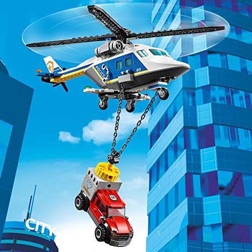 LEGO City Police - Policía: Persecución en Helicóptero, Juguete de Construcción a Partir de 5 Años, Contiene un Imán para Atrapar Objetos Magnéticos, un Camión de Fuga y una Moto (60243)