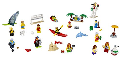 LEGO City Town - Pack de MiniFiguras Diversión en la Playa, Juguete de Construcción, Incluye Piragua y Tabla de Windsurf (60153)