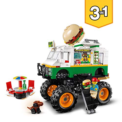 LEGO Creator - Monster Truck Hamburguesería, Juguete de Construcción 3 en 1, Construye un Todoterreno o un Tractor, Set a Partir de 8 Años (31104) , color/modelo surtido