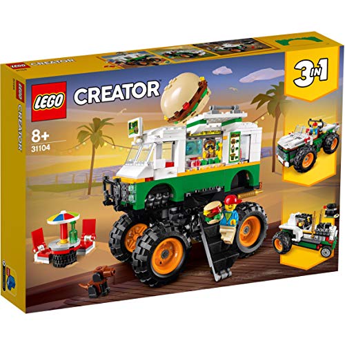 LEGO Creator - Monster Truck Hamburguesería, Juguete de Construcción 3 en 1, Construye un Todoterreno o un Tractor, Set a Partir de 8 Años (31104) , color/modelo surtido