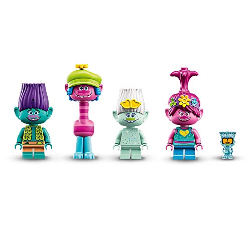 LEGO Trolls - Fiesta en Pop Village, Set de Construcción de Casa de Muñecas Inspirado en la Película de Animación, Incluye Minifigura de Poppy, Branch, Cooper y Guy Diamond (41255)