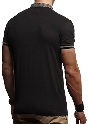 Leif Nelson Camiseta de los Hombres del Polo LN-1280 Negro Small