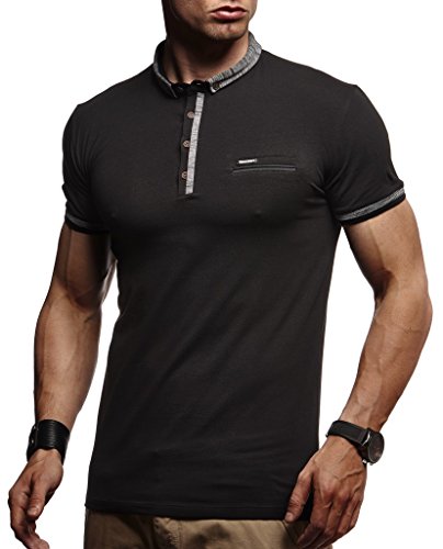 Leif Nelson Camiseta de los Hombres del Polo LN-1280 Negro Small