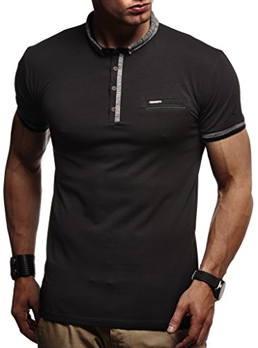 Leif Nelson Camiseta de los Hombres del Polo LN-1280 Negro Small