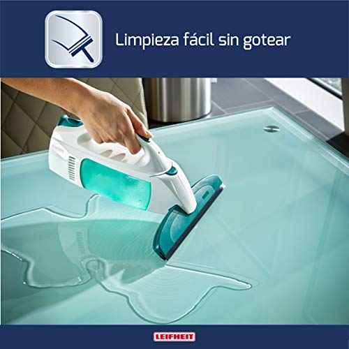 Leifheit Set aspirador limpiacristales Dry & Clean con palo y limpiaventanas para una limpieza 360º sin marcas, aspiradora vertical con 35 min de autonomía