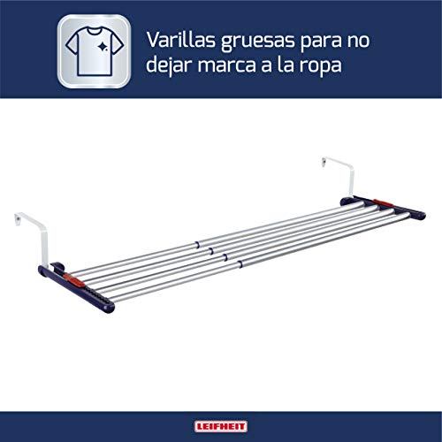 Leifheit Tendedero colgante Quartett 42, tendedero extensible de aluminio, tendedero de ropa apto para uso en interiores y exteriores