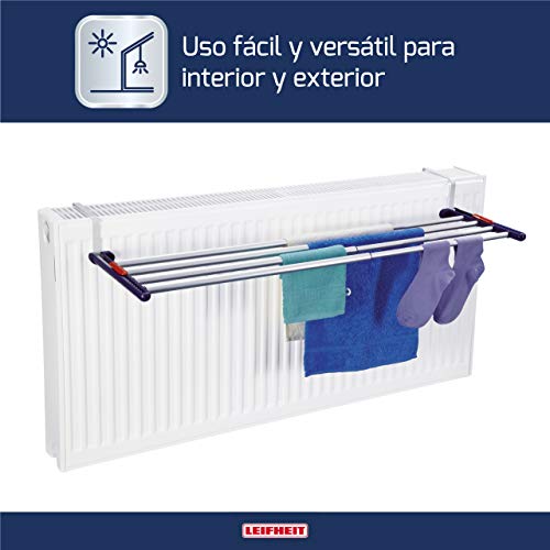 Leifheit Tendedero colgante Quartett 42, tendedero extensible de aluminio, tendedero de ropa apto para uso en interiores y exteriores