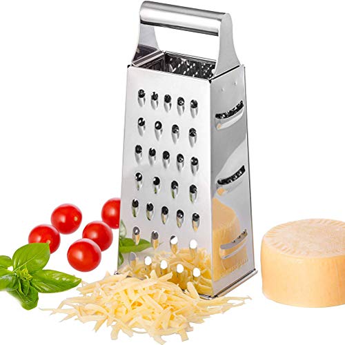 Leikance rallador de cocina de acero inoxidable, rallador multiusos de 4 lados para cocina, verduras, frutas, quesos