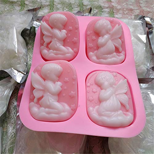 Leisial™ DIY Molde de Pastel de Silicona Forma en Ángel Niño Niña para Candle Mold Cookie Jabones Hechos a Mano Azúcar Chocolate Azul