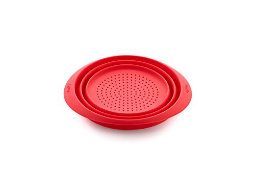 Lékué Colador de Silicona, Rojo, 23 cm