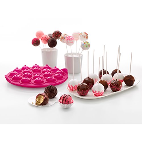 Lékué Kit Cake Pops - Kit para elaborar piruletas de bizcocho, Color Rosa