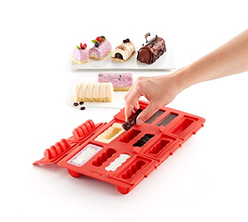 Lékué Molde para elaborar Mini Pasteles de Mousse, Silicona, Rojo