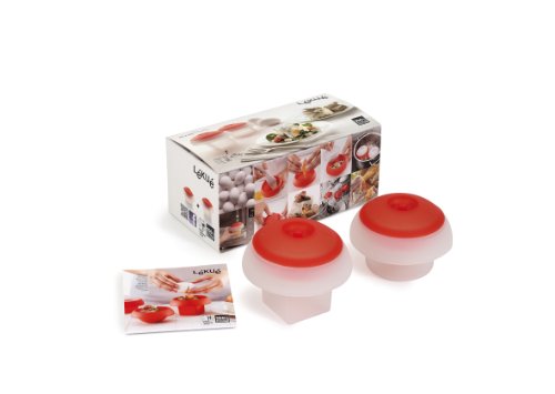 Lékué Recipiente para cocinar Palomitas, Rojo, 20 cm + Kit Ovo Kit de 2 cuece Huevos, uno cilíndrico y uno cúbico