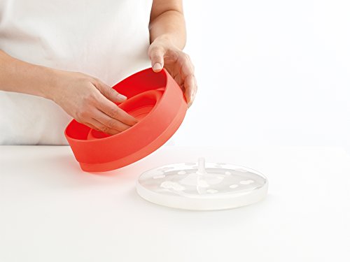 Lékué Recipiente para cocinar Palomitas, Rojo, 20 cm + Kit Ovo Kit de 2 cuece Huevos, uno cilíndrico y uno cúbico