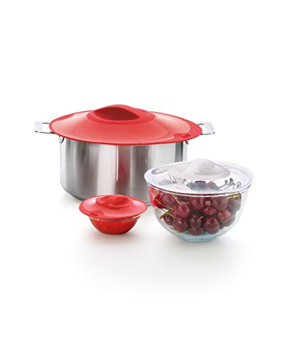 Lékué Tapa de cocina, Silicona, Multicolor, Set de 3: 25, 21 y 17 cm