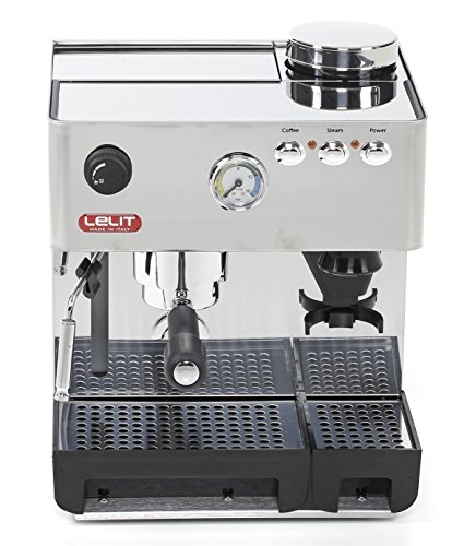 Lelit PL042EM Anita, Máquina de Espresso Semiprofesional – Molinillo de Café Incorporado - Ideal Para el Expreso, el Capuchino y las Cápsulas de Papel, 1000 W, 2.7 litros, Stainless Steel, Metallo