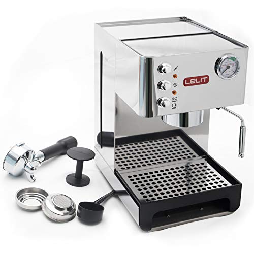 Lelit PL41EM Anna, Máquina de Espresso Semiprofesional – Ideal Para el Expreso, el Capuchino y las Cápsulas de Papel, 1000 W, 2.7 litros, Stainless Steel, Metallo