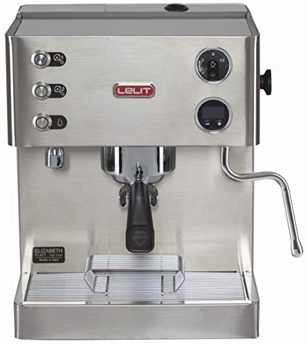 Lelit PL92T Elizabeth, Máquina de Espresso Semiprofesional-Doble Caldera-Preinfusione-Pantalla gráfica LCD-Sistema de Gestión Electrónica LCC, 2200 W, 2 litros, Acero Inoxidable Satinado