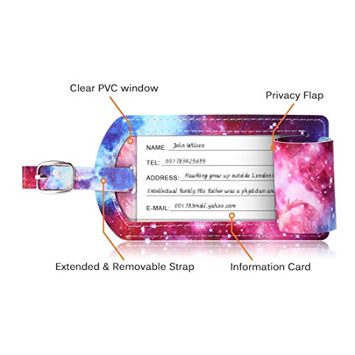 Leluckly1 Estuche de Cocina Multifuncional Patrón de Galaxy Textura de Cuero de Vaca Dibujo Coloreado Etiqueta de Equipaje de PU Etiqueta de identificación de Bolsa de Viaje