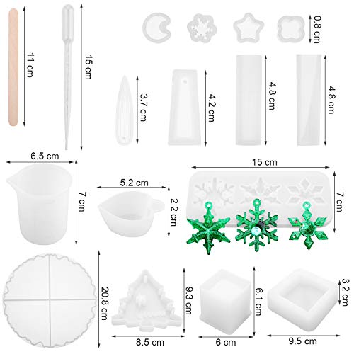 Lemecima Moldes de silicona de 35 piezas, moldes de posavasos para, moldes de posavasos de silicona para resina, taza de bricolaje, bolígrafo, jabón, portavelas, cenicero, maceta, colgante