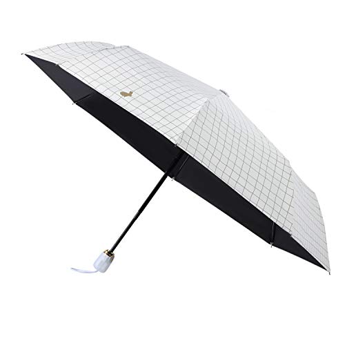 Lemmikki Sombrilla Paraguas Plegable Compacto para el Sol & Lluvia 99% de Protección UV con Revestimiento Anti-UV Negro, UPF50+，Abrir y Cerrar Automáticamente A Prueba de Viento, Beige