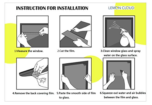 LEMON CLOUD No Pegamento Gallet Manchado de Ventana Película Estática Ventana para Hogar Decoración Calor Control y Protección de la Intimidad gallet 90cmx200cm