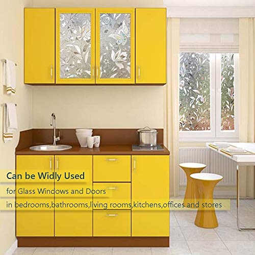 LEMON CLOUD Vinilo Ventana Sin Pegamento Translucido 3D Ventana para la Protección Solar y de la Privacidad en Cocina Baño Dormitorio y Ducha Adherencia Electrostática Ventanas (44.5cmx200cm Tulip)