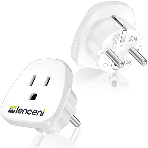 LENCENT 2X Adaptador de Enchufe de USA a Enchufe Europeo, Adaptador Americano España, Adaptador EEUU a EU, Adaptador de Viaje Estados Unidos a Español