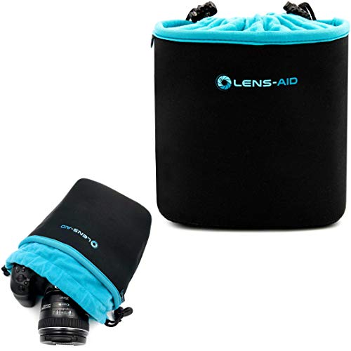 Lens-Aid Funda Neopreno para Camara con Forro Polar: Bolsa Protectora para DSLR, Bridge, MFT, com-pacta y Accesorios, Compatible para Canon, Nikon, Pentax, Fuji, Sony y más (M)