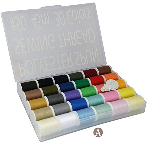 LEONIS - Hilo de coser, poliéster, 30 colores, multicolor, A.50yd x 1pc