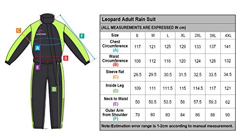 Leopard Hi Vis Impermeable Traje de Lluvia para Moto (L) Negligencia Chaqueta Impermeable 1PC para Hombres Mujeres con Rayas Reflectantes & Bolsa Clima húmedo