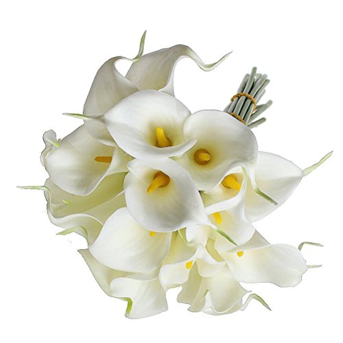 LEORX 10pcs Artificial sintética Calas Ramos de Flores Ramos de Flores de novia (Blanco)