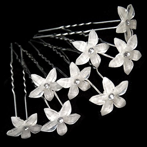 LEORX 8pcs boda nupcial pelo Pasadores Clips, elegante novia de la boda rhinestone horquilla (blanco)