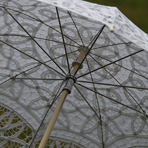 LEORX Paraguas Hecho a Mano Sombrilla Parasol Encaje Bodas Novias Chicas