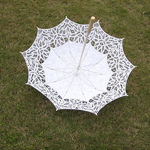 LEORX Paraguas Hecho a Mano Sombrilla Parasol Encaje Bodas Novias Chicas