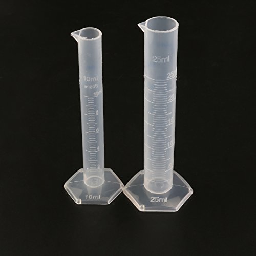 LEORX Probeta 4pcs plástico transparente azul de la línea de medición graduada cilindro tubo de ensayo de laboratorio