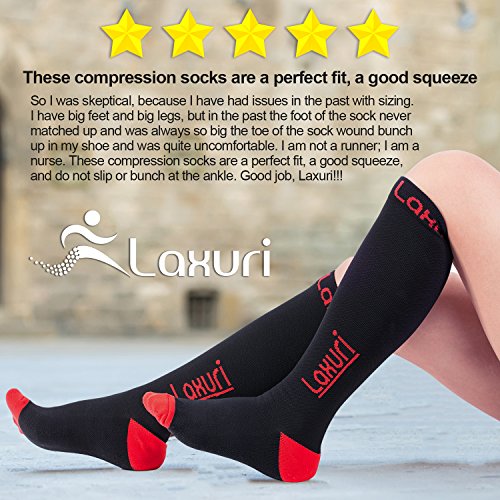 Lepfun Laxuri Calcetines de Compresión Medias de Compresión (20 – 30 mmHg) para Deporte, Trotar, Correr, Volar, Viajar, Varicosas，Embarazo y Médicos (X-Large)