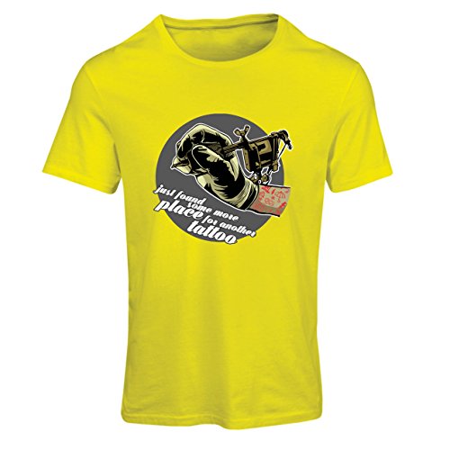 lepni.me Camiseta Mujer Aerógrafo - Máquina de Tinta del Tatuaje, Incada Pulgada está Tatuada, Consejos interesantes, Ropa de Ventilador, Ideas de Regalos de Humor (Medium Amarillo Multicolor)