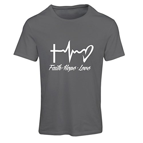 lepni.me Camiseta Mujer Fe - Esperanza - Amor - 1 Corintios 13:13, Citas cristianas y proverbios, Refranes religiosos (Medium Grafito Multicolor)