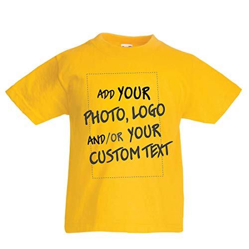 lepni.me Camiseta para Niño/Niña Regalo Personalizado, Agregar Logotipo de la Compañía, Diseño Propio o Foto (12-13 Years Amarillo Multicolor)