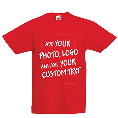 lepni.me Camiseta para Niño/Niña Regalo Personalizado, Agregar Logotipo de la Compañía, Diseño Propio o Foto (7-8 Years Rojo Multicolor)