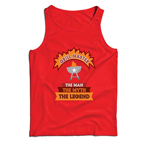 lepni.me Camisetas de Tirantes para Hombre Maestro de la Parrilla, Chef de la Barbacoa, Divertidas Ideas de Regalos para barbacoas. (XX-Large Rojo Multicolor)