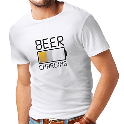 lepni.me Camisetas Hombre Carga de Cerveza, Citas Divertidas, Humor de Bar para Amantes de la Cerveza (Small Blanco Multicolor)