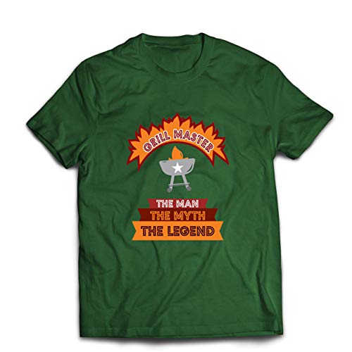 lepni.me Camisetas Hombre Maestro de la Parrilla, Chef de la Barbacoa, Divertidas Ideas de Regalos para barbacoas. (Medium Verde Oscuro Multicolor)