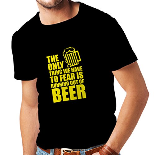 lepni.me Camisetas Hombre Tener Miedo de no Tener una Cerveza - para la Fiesta, Bebiendo Camisetas (XXX-Large Negro Amarillo)