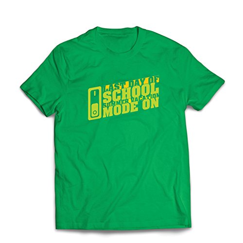 lepni.me Camisetas Hombre Último día de Clases, Modo de Vacaciones de Verano graduación (XXX-Large Verde Multicolor)