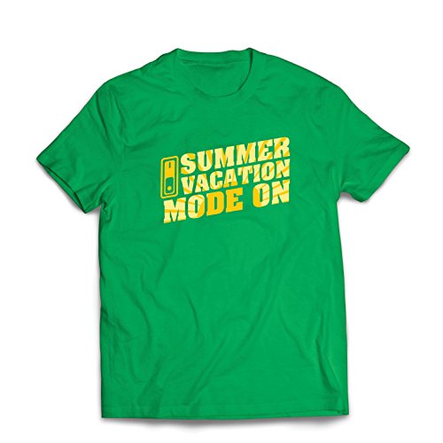 lepni.me Camisetas Hombre Vacaciones de Verano - Modo Activado - Último día de Clases/Ideas de Regalos de graduación (XXX-Large Verde Multicolor)
