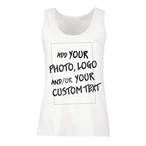 lepni.me Camisetas sin Mangas para Mujer Regalo Personalizado, Agregar Logotipo de la Compañía, Diseño Propio o Foto (Large Blanco Multicolor)